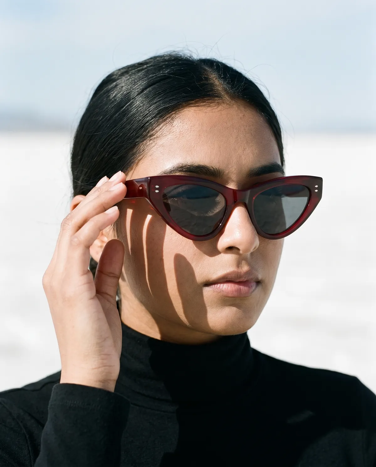 Kassa in oxblood, adjusted by hand in hard afternoon sun